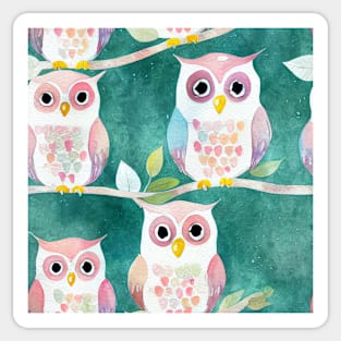 Watercolor owl pattern Sticker